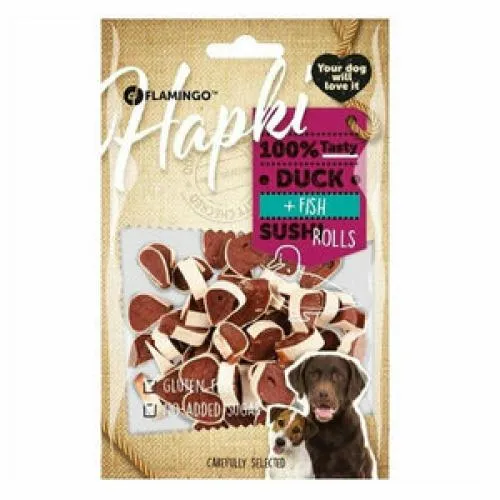  HAPKI DOG SUSHI ROLLS DUCK&FISH(ÖRDEK+KÖMÜR BALIĞI) 85 GR