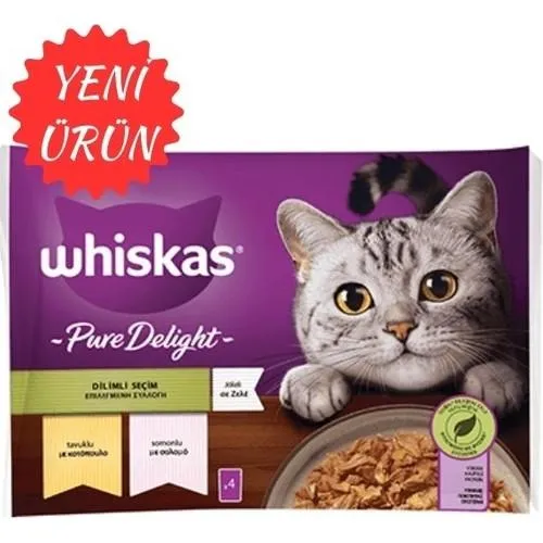 WHİSKAS 4X85 GR TAVUKLU VE SOMONLU DİLİMLİ SEÇİM