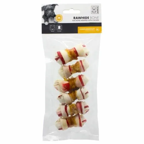 M-PETS TAVUK ETİ SARILI DÜĞÜMLÜ RENKLİ KEMİK ÖDÜL 6*14 GR