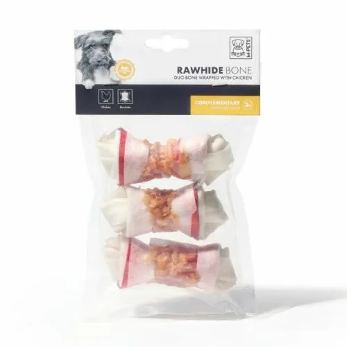 M-PETS TAVUK ETİ SARILI DÜĞÜMLÜ RENKLİ KEMİK ÖDÜL 3*37 GR
