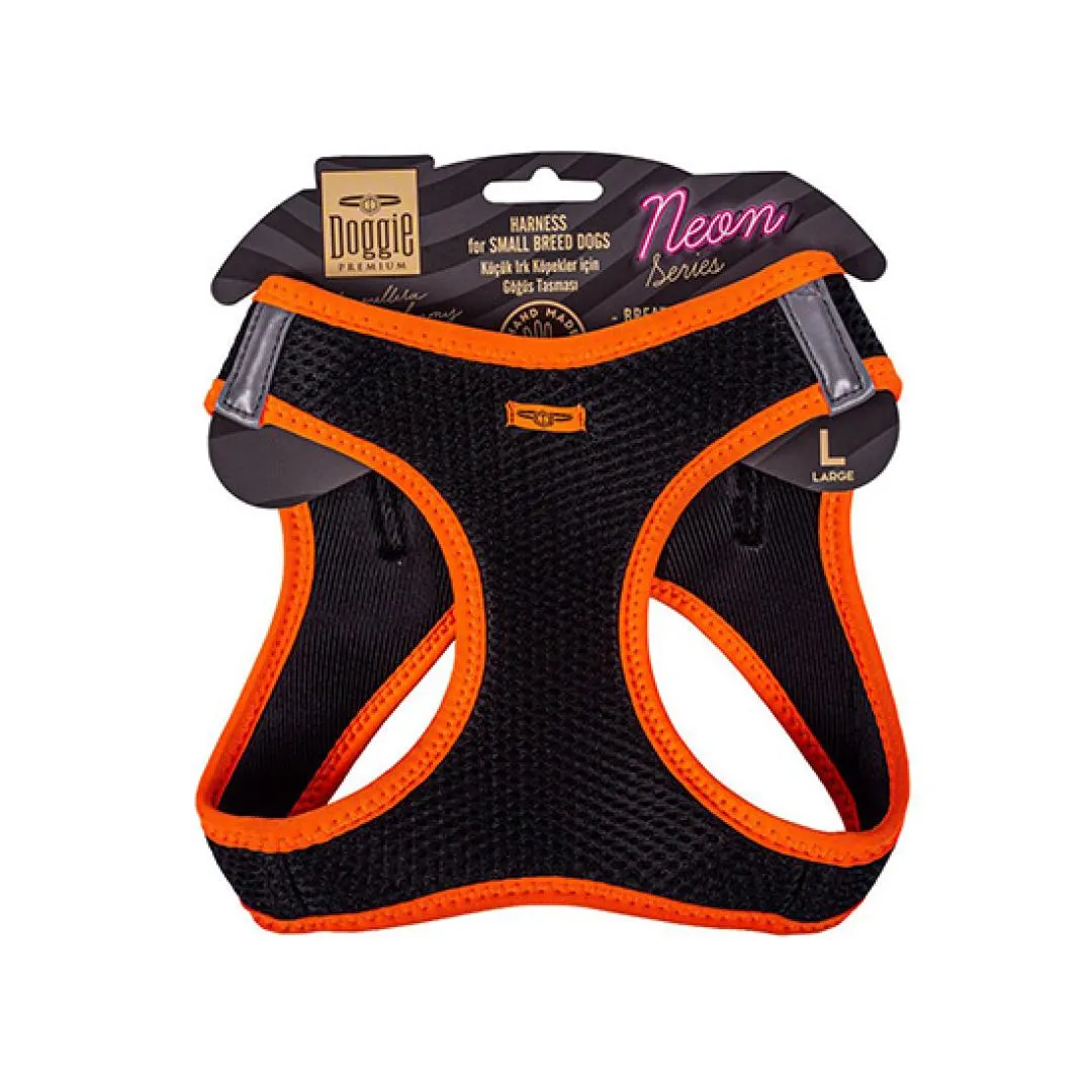 DOGGİE NEON HAVALI DOKUMA GÖĞÜS TASMASI L 42-48 CM