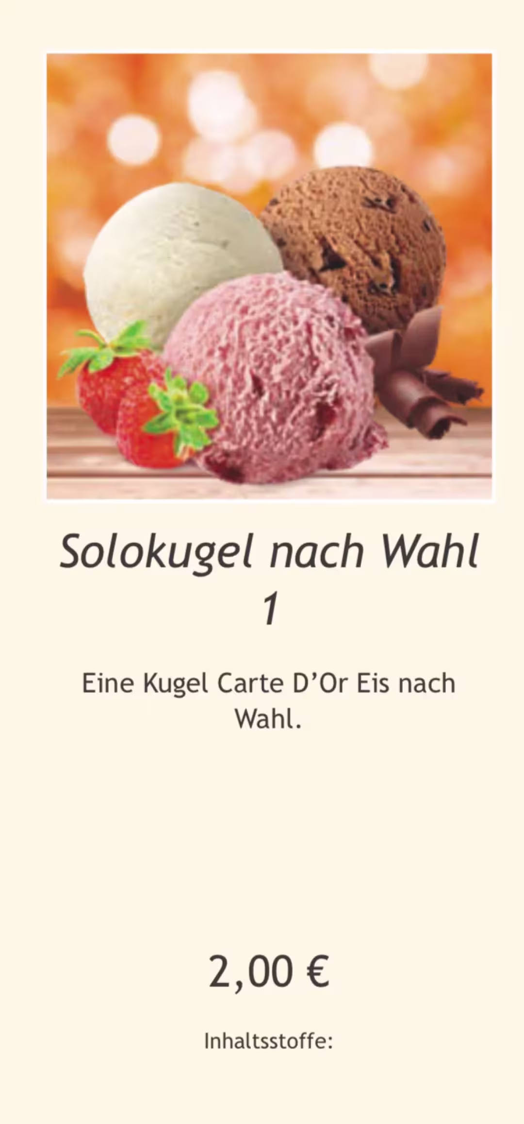 1 Kugel Eis nach Wahl