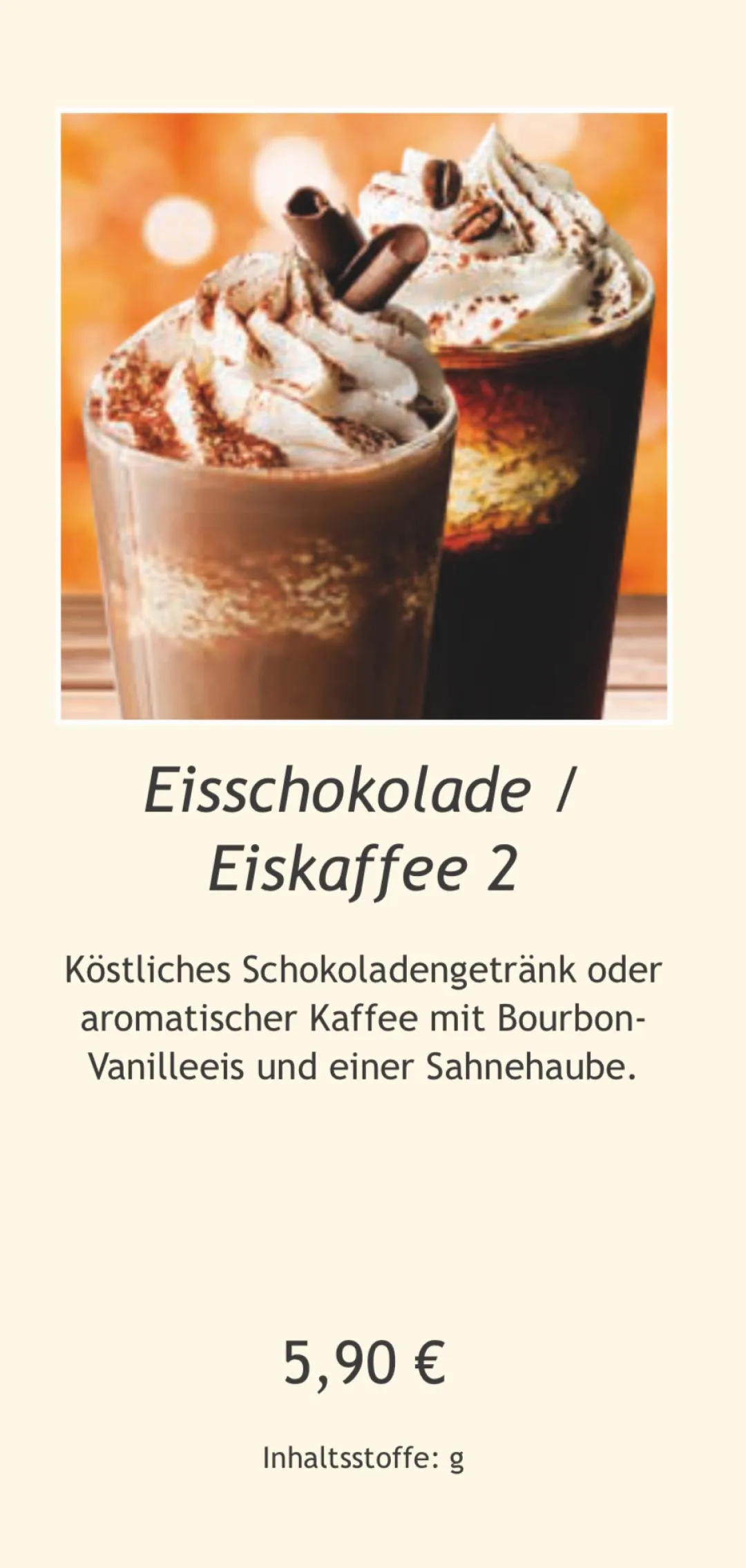 Eisschokolade O.Eiskaffee
