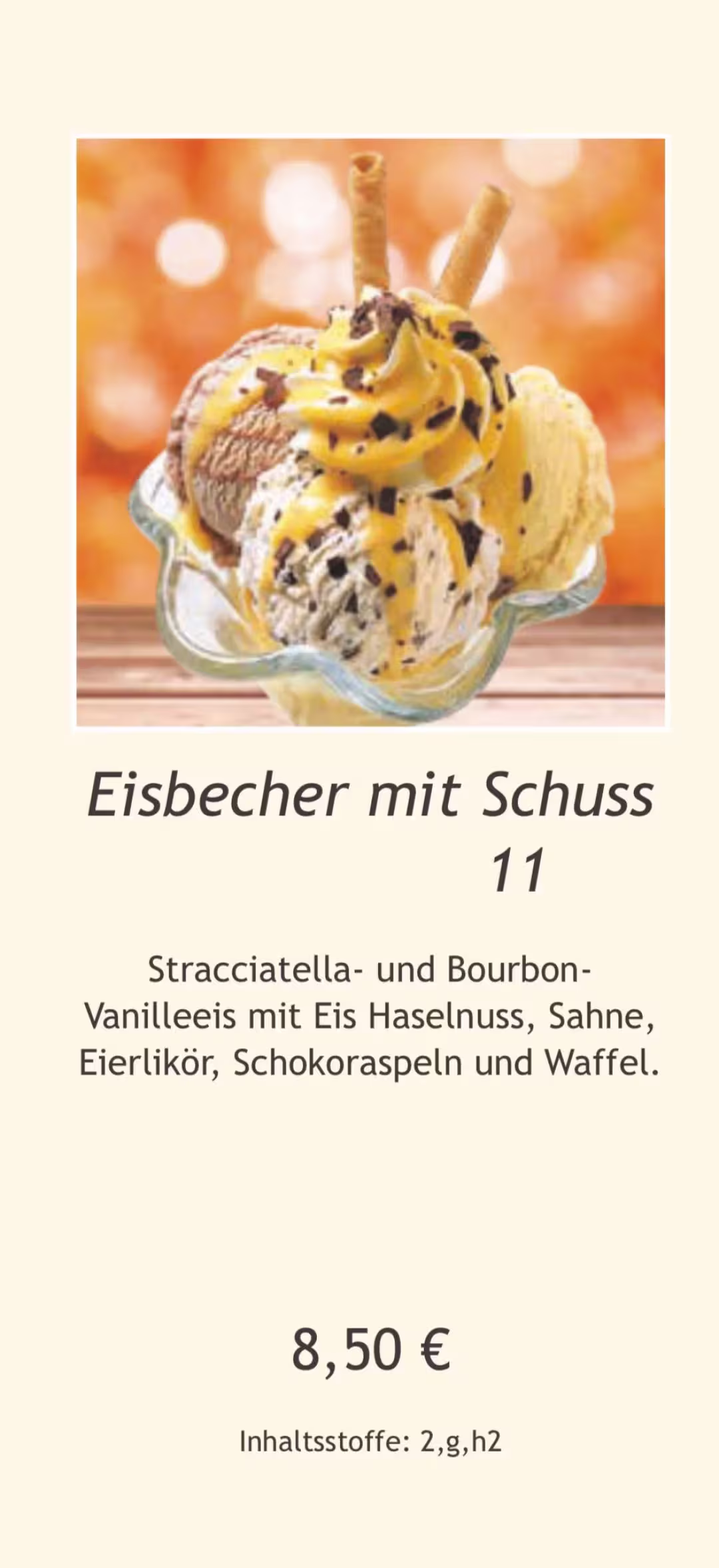 Eisbecher mit Schuss