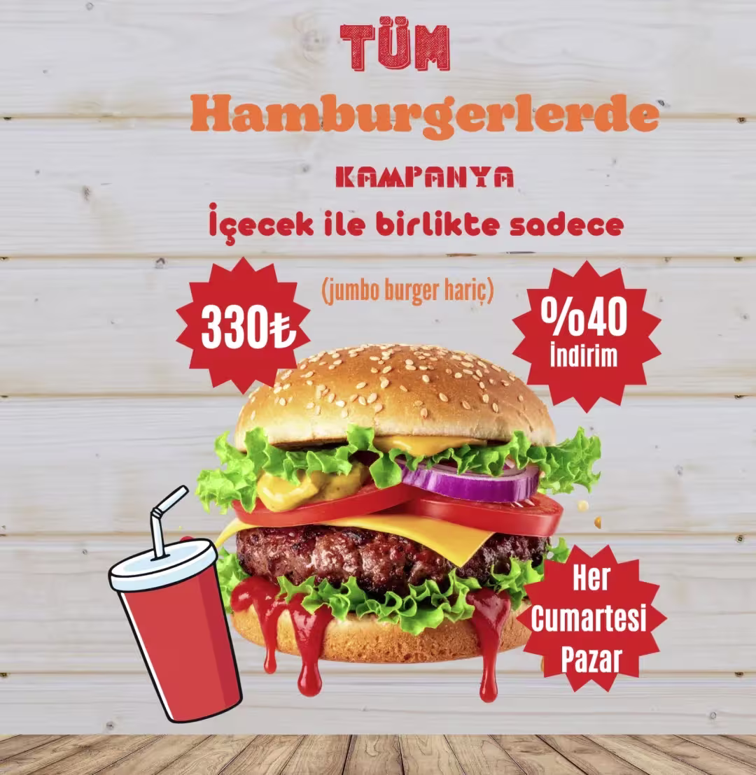 Simira Burger menü ( Hafta sonu)